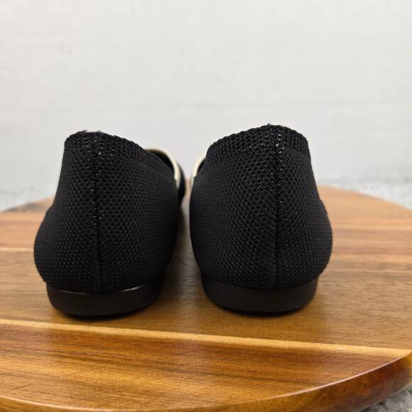 Vivaia Women 37.5 Vienna Black White Pointed Toe V Cut Casual Daily Ballet Flats - Picture 3 of 15